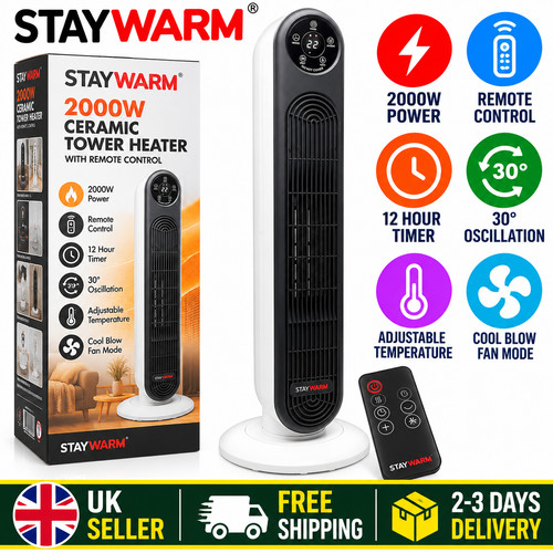 Staywarm 2000w ceramic tower - staywarm,